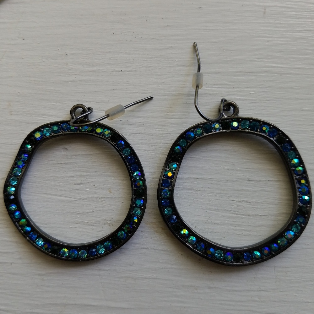 Charter Club blue and green Crystal hoop earrings